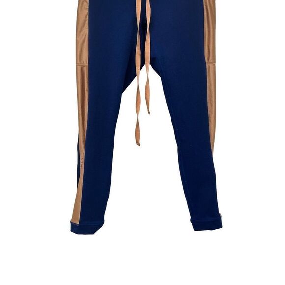 Fabletics Powerhold Define Mid Rise Jogger Style Gold Stripe Blue Leggings - Picture 5 of 10